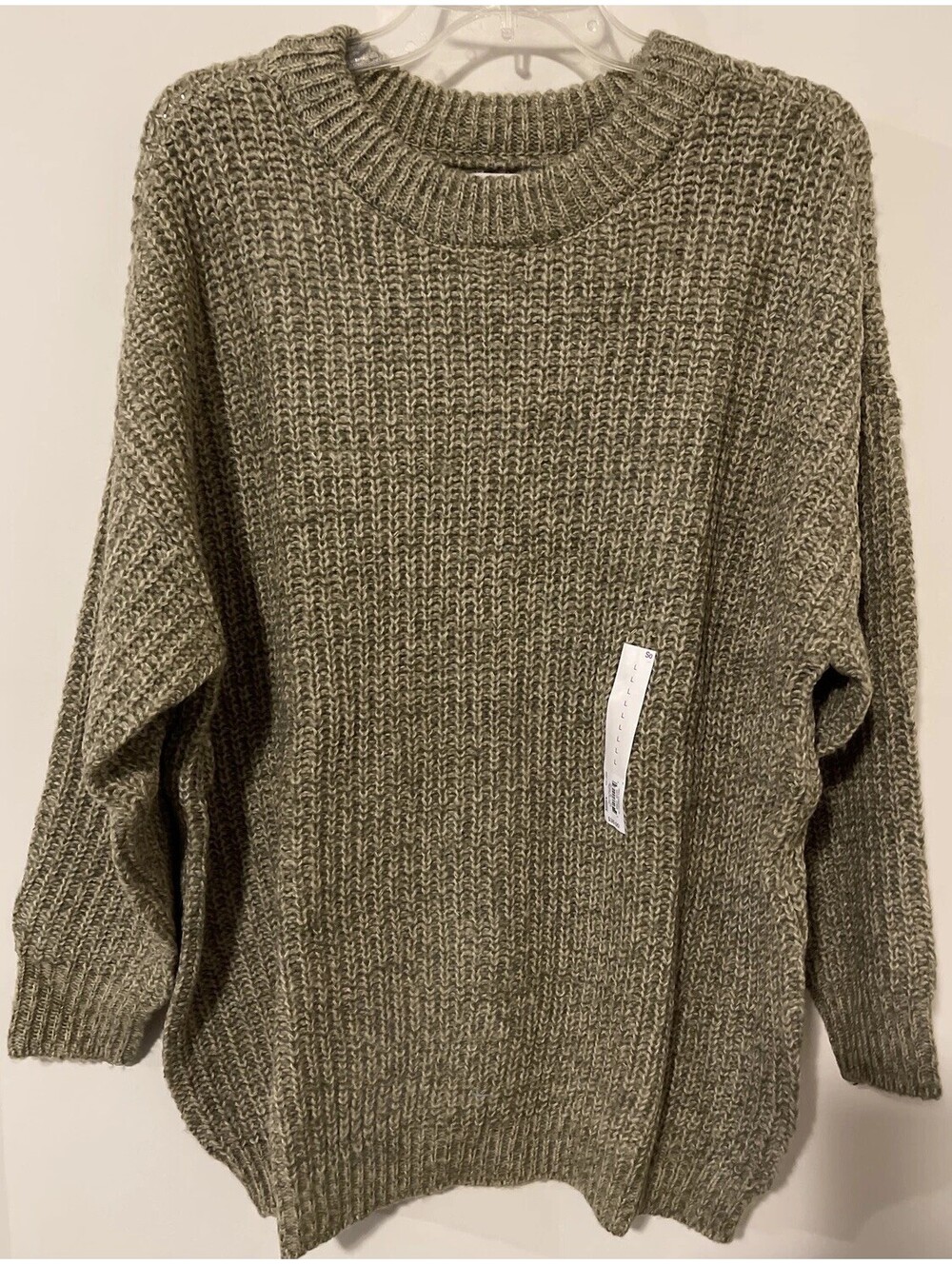 SO Womens Large Green Oversized Pullover Knitted Type Cozy Sweater NWT! A3505